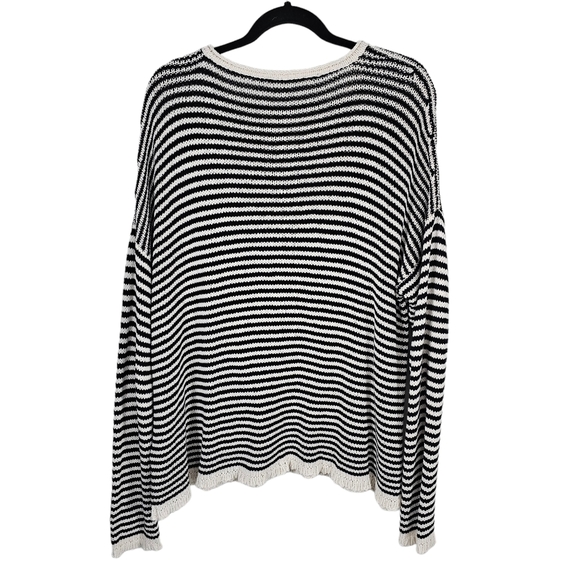 ππ» Eileen Fisher Knit Sweater Oversized Black & White Sz L - Picture 6 of 10